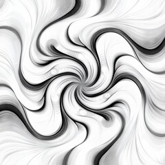 Poster - Abstract Black and White Swirl: A Mesmerizing Digital Art Piece Featuring a Central Vortex with Fluid Lines