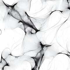 Aufkleber - Abstract Black Ink Flow:  A Delicate Dance of Lines and Shadows on White Background