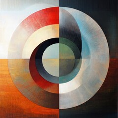 Aufkleber - Abstract Circular Symmetry: A Composition in Contrasting Hues and Textural Layers of Artistic Expression