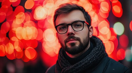 Wall Mural - red bokeh background