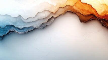 Poster - Series of waves with a blue and white background. The waves are made of different colors and sizes