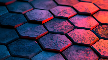 Wall Mural - an intricate hexagon pattern showcasing realistic polygonal textures under soft diffused light creat
