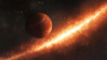 Wall Mural - a lone planet in the vastness of space. infinite glow. illustration