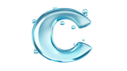 Wall Mural - refreshing blue letter c with realistic water droplets, a cool and vivid image cool