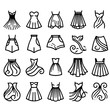 © Elena - Elegant flowy skirts illustration showcasing various styles and designs on a white background, copy space