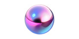 Holographic gradient sphere with iridescent colors isolated on transparent background