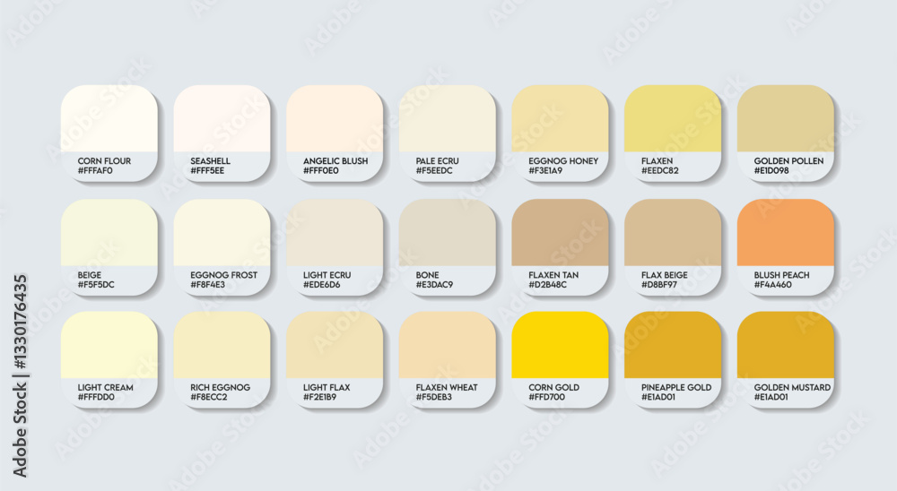 เวกเตอร์ Stock Cream Color Palette with Color Names. Catalog Samples ...