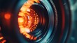 © oris - Close-up view of a camera lens showcasing intricate details and vibrant lighting effects.