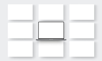 Wall Mural - Laptop Screen And Blank Screens For Showcasing Your Website Design. Vector Illustration
