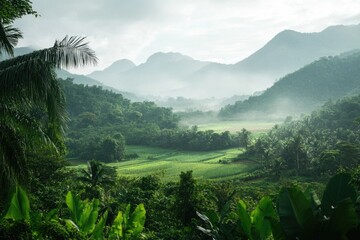 Wall Mural - Green Valley with Mountains