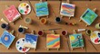 © KingWhite - Colorful abstract paintings on mini easels art studio creative workshop kid fun image style hobby