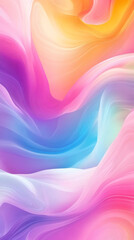 Poster - Wavy, curving abstract background blending vibrant and soft color gradients, generating ethereal, dreamy visual texture