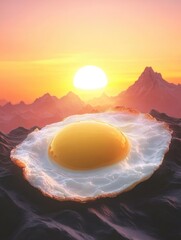 Wall Mural - fried egg on water