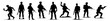 © Kaz - soldiers in various combat stances, black silhouette shape vector