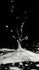 Aufkleber - Water droplets forming intricate tree-like pattern, splashing dynamically against dark backdrop