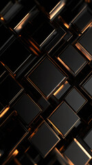 Leinwandbilder - Abstract geometric background with black and gold squares forming a modern and elegant pattern, ideal for technology and luxury projects