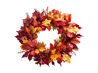 Wall Mural - This image showcases a beautiful and festive autumnal wreath, perfect for fall season decorations and welcoming guests.