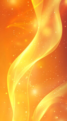 Leinwandbilder - Golden waves rippling, shimmering particles dancing across orange gradient, generating dynamic digital luminescence