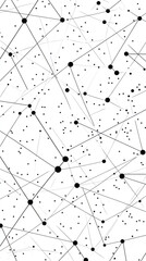 Fototapete - Digital network visualization showing interconnected nodes and glowing lines representing global communication and technological connectivity