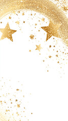 Poster - Sparkling golden glitter and star confetti framing festive celebration against pure white backdrop