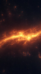 Leinwandbilder - Luminous orange nebula glowing against dark space, casting radiant light on surrounding cosmic dust and distant stellar points