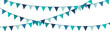© Manon - Fanions - Guirlande - Drapeaux - Triangles - Bannière festive et colorée pour la fête - Couleurs bleues pour un célébration, un événement comme un anniversaire