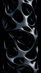 Fototapete - Abstract organic black structure forming holes on dark background, with a futuristic and technological concept