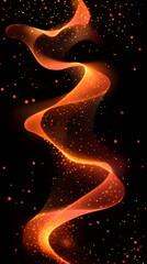 Poster - Abstract golden particles swirling and flowing on a black background, creating a mesmerizing bokeh effect, ideal for technology or luxury-themed projects