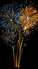 Leinwandbilder - Bright and colorful fireworks exploding against a dark night sky, creating a festive and celebratory atmosphere