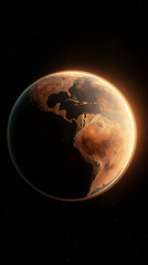 Poster - Dramatic sunrise illuminating planet Earth rotating amid starry cosmic darkness