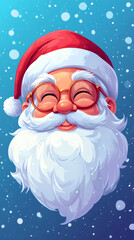Aufkleber - Kind Santa Claus wearing glasses, smiling joyfully under a gentle snowfall on Christmas Eve, radiating holiday spirit and magic
