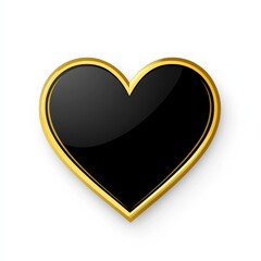Poster - Elegant Black Heart with Golden Border on White Background - Vector Illustration for Design Elements