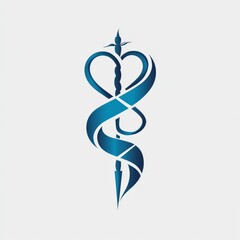 Poster - Serpentine Hearts: A Stylized Emblem of Intertwined Spirals Ascending to a Pointed Tip,  Symbolizing Growth and Aspiration.