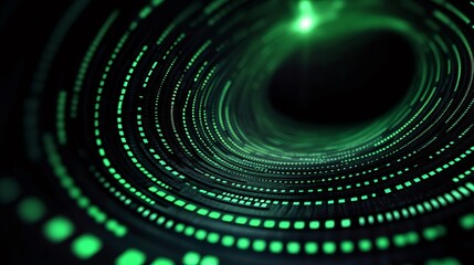 Poster - Digital tunnel transmitting data stream with green light trails