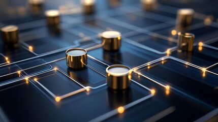 Wall Mural - exploration of futuristic technology with abstract circuit patterns and luminous nodes representing 