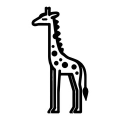  Minimalist Giraffe Standing Full Body in Black and White Outline Line Art Drawing Detailed Design