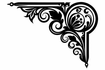 decorative corner element line art silhouette vector illustration