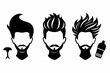 © Pinak - man hair icon set for barbershop line art silhouette vector illustration