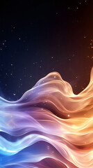 Poster - Colorful abstract waves flowing in dark starry night sky, creating a beautiful and ethereal atmosphere