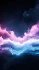 Aufkleber - Swirling pink, blue abstract smoke creating ethereal wave patterns against starry dark background, blending cosmic elements