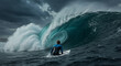 © Gustavo Alves - Dynamic and ultra-realistic AI-generated surf scene featuring a surfer riding a powerful wave, ocean spray, golden sunlight, and cinematic motion – high-quality action shot.