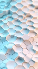 Leinwandbilder - White and light blue hexagon pattern creating a futuristic wavy surface with a gradient from blue to white
