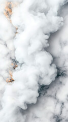 Aufkleber - Billowing white smoke swirling above golden orange flames consuming burning object on sleek marble background