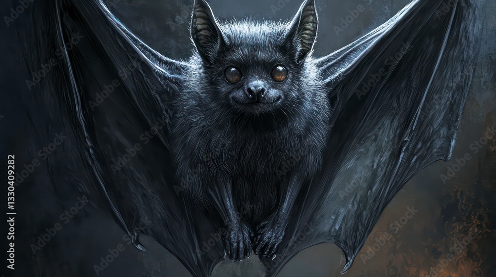 Realistic depiction of a bat with intricate details showcasing its ...