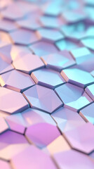 Leinwandbilder - Iridescent hexagons form a futuristic surface with a gradient of colors, creating an abstract and modern background