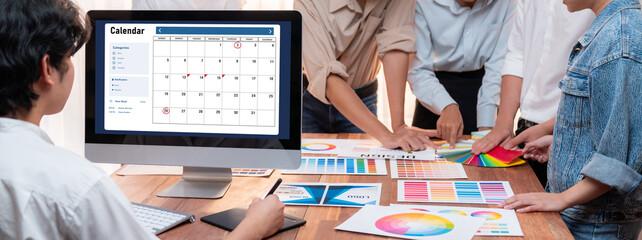 Leinwandbilder - Calendar on computer software application for brisk schedule planning for personal organizer and online business