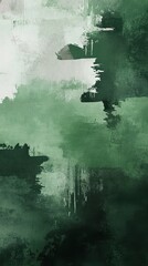 Wall Mural - an abstract artwork featuring layers of green and white brushstrokes