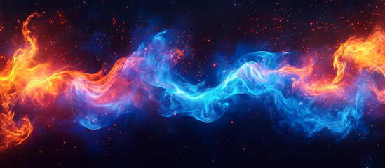 Wall Mural - fiery blue cosmic nebula space background