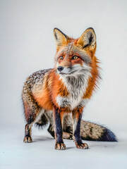 Wall Mural - red and black fox on a white background with shadow.