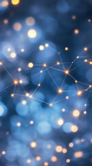 Aufkleber - Abstract network is connecting points of light, creating a futuristic bokeh effect on a blue background